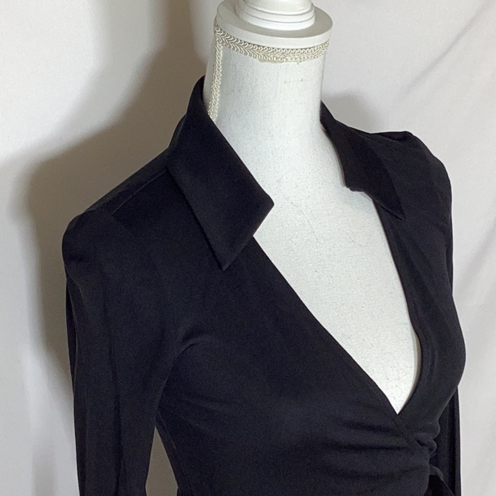 Diane von Furstenberg 'New Jeanne Two' Jersey Wrap Dress Black Size 4 - Picture 9 of 13